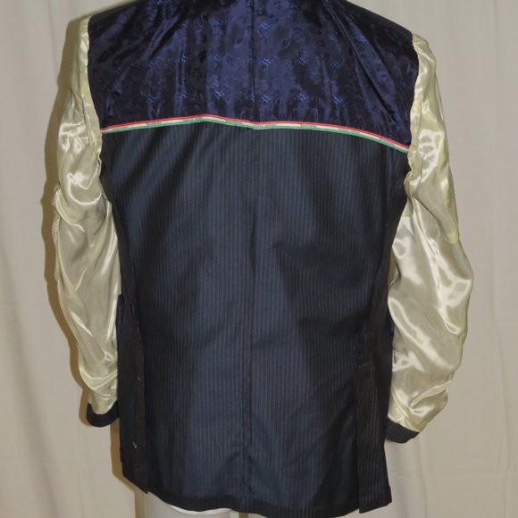 Billionaire Couture Silk Blend Blue Striped Two Button Suit 58 48 NWT $4300 - Picture 12 of 16